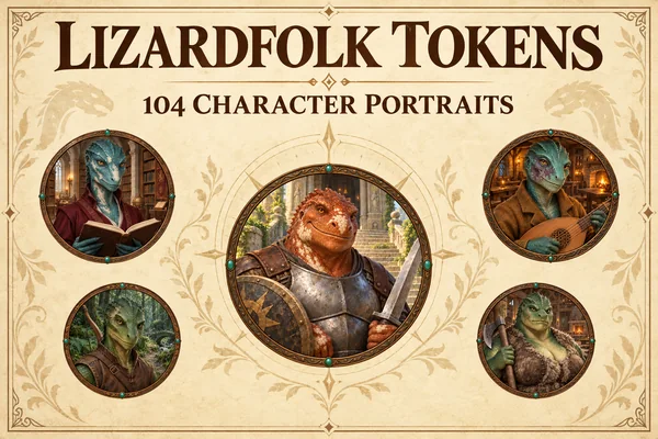 Tokens de personnages hommes-lézards