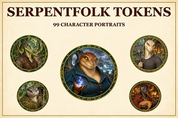 Tokens de personnages serpentins