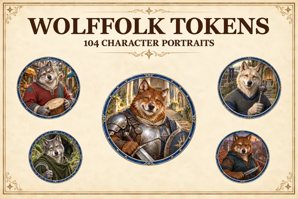 Tokens de personnages du peuple loup