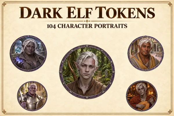 Tokens de personnages elfes noirs