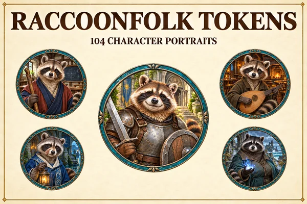 Tokens de personnages du peuple raton laveur