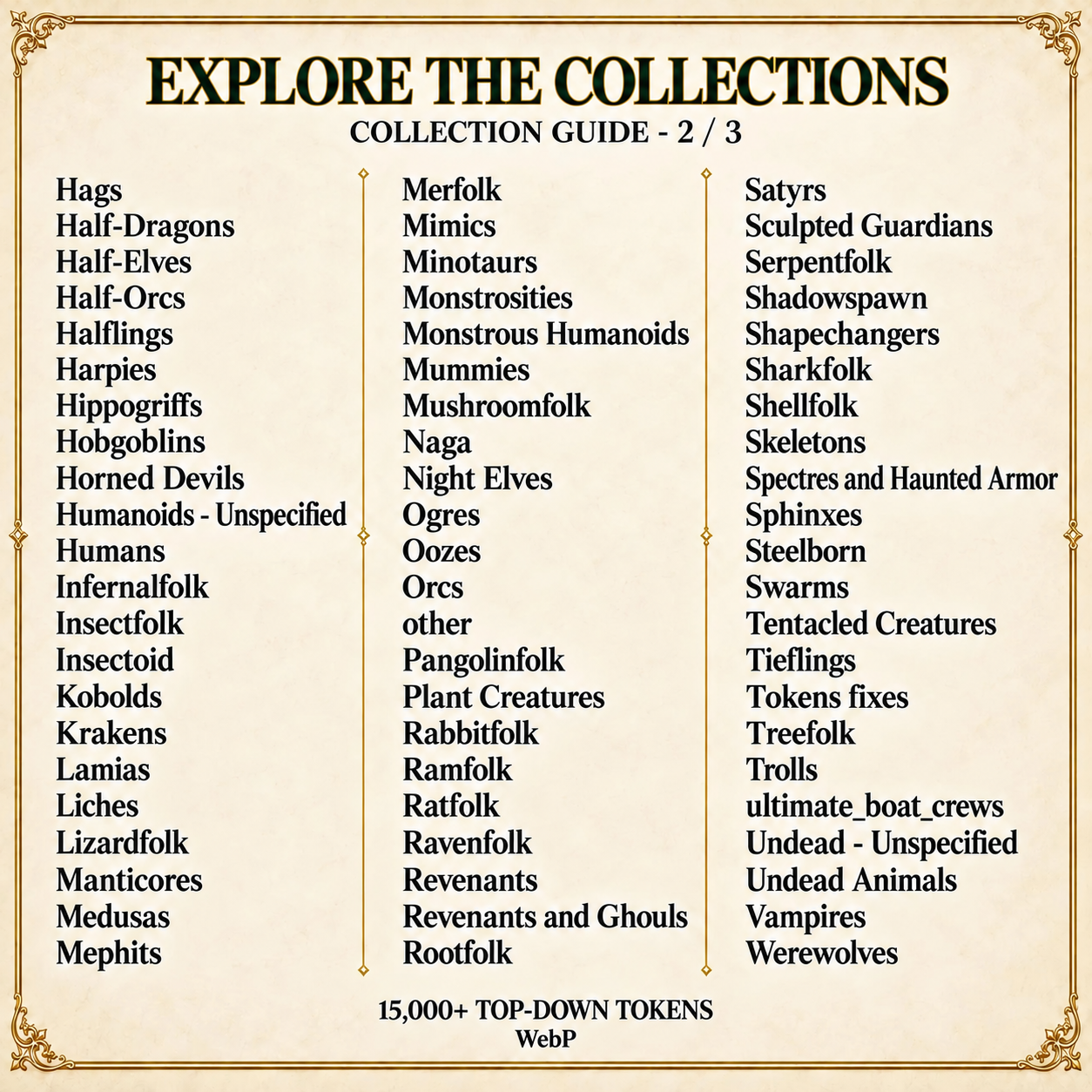 Fantasy category guide, part 2 of 3, from Hags to Werewolves