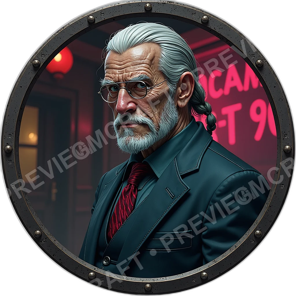 Credit Broker, Male, Ledger Cuff Tattoo, Handshake Cipher Ring, Slipcase Of Favors, Fixers, ,Senior Age Old Person,1.8,, ,Muscular Build,1.8,, ,Pearl 0001 top-down token preview