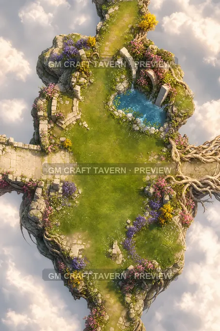 Floating Islands And Sky Ruins Sheltered Sky Garden battlemap preview