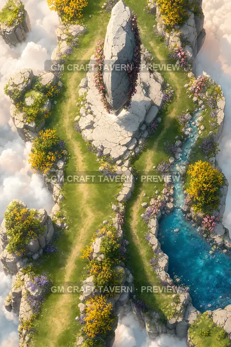 Floating Islands And Sky Ruins Split Trail battlemap preview