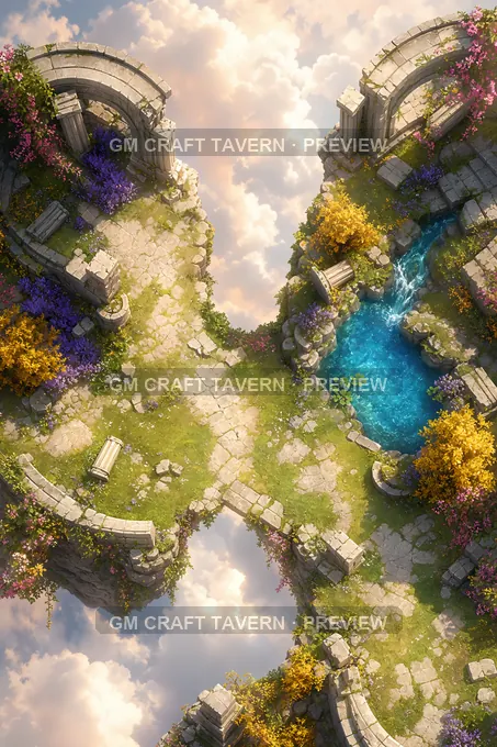 Floating Islands And Sky Ruins Cloud Chasm Bottleneck battlemap preview