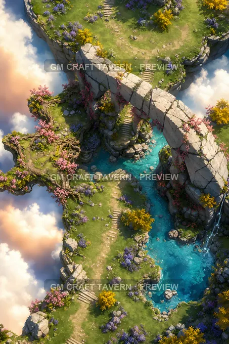 Floating Islands And Sky Ruins Fallen Sky Arch Obstacle battlemap preview
