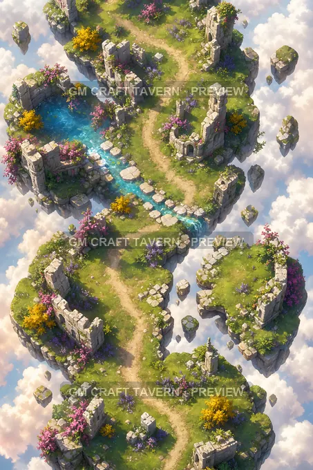 Floating Islands And Sky Ruins Winding Sky Route battlemap preview