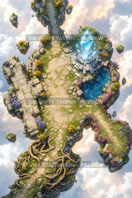 Floating Islands And Sky Ruins Open Sky Plaza battlemap preview