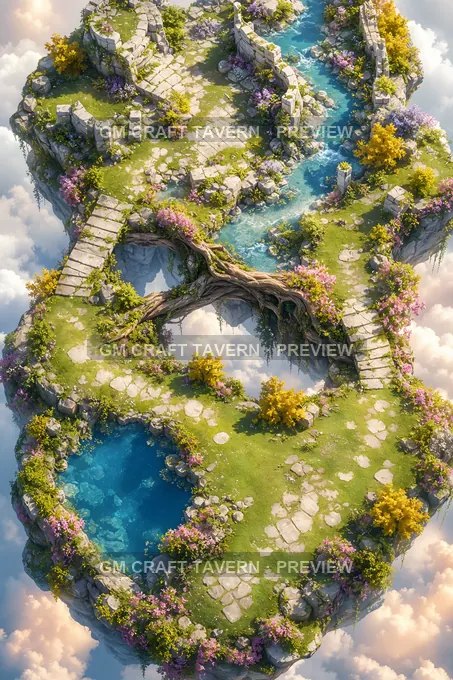 Floating Islands And Sky Ruins Island Ridge And Stream battlemap preview