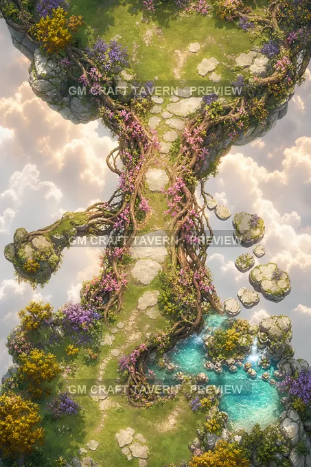 Floating Islands And Sky Ruins Natural Vine Bridge battlemap preview
