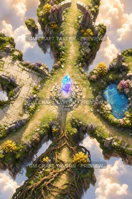 Floating Islands And Sky Ruins Four Way Sky Crossroads battlemap preview
