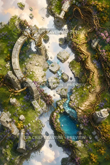 Floating Islands And Sky Ruins Storm Broken Islands battlemap preview