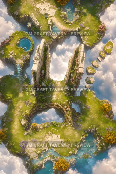 Floating Islands And Sky Ruins Grand Floating Landscape battlemap preview