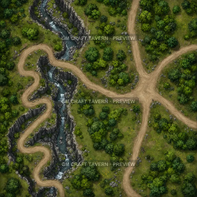 Ravine Switchback Road battlemap preview