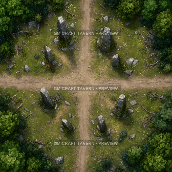 Standing Stone Crossroads battlemap preview