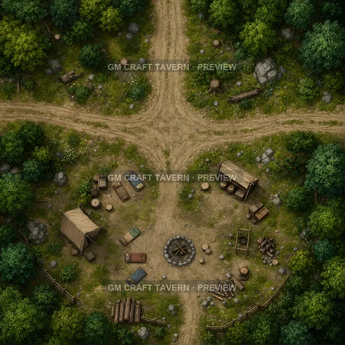 Roadside Camp Clearing battlemap preview