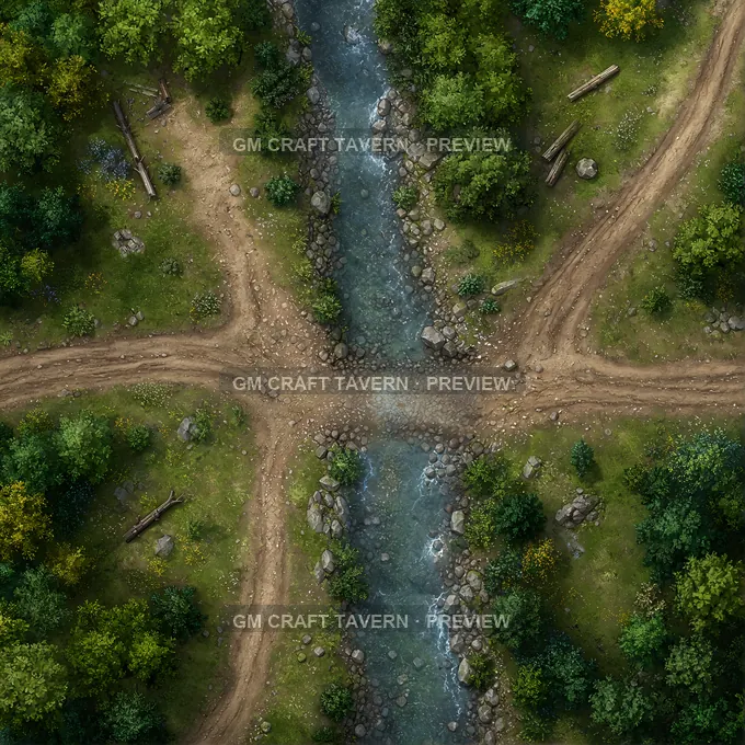 Streamside Ford Crossing battlemap preview