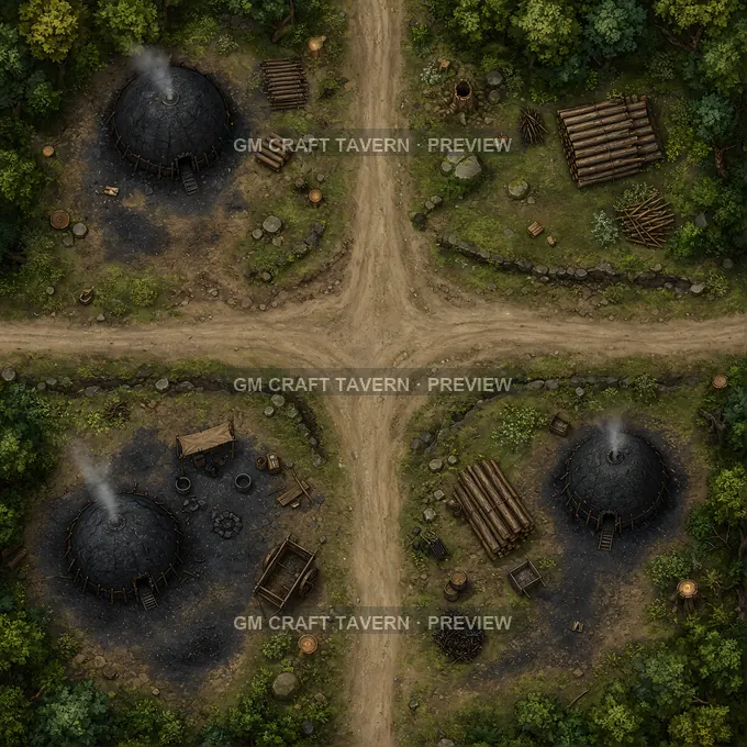 Charcoal Burner Road Crossing battlemap preview