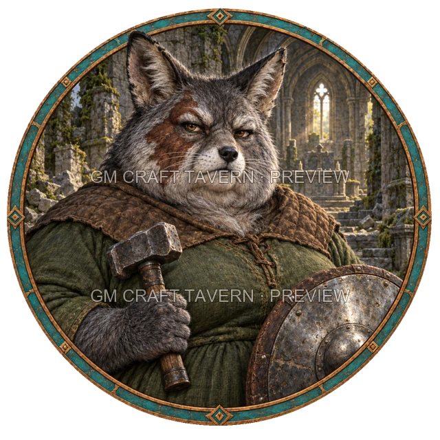 Aperçu du token vu du dessus de Grom Mossridge - Paladin