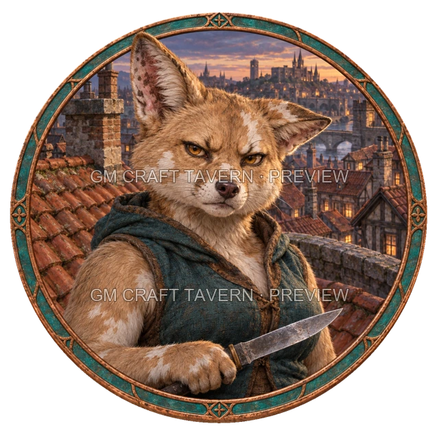 Aperçu du token vu du dessus de Grom Duskford - Roublard