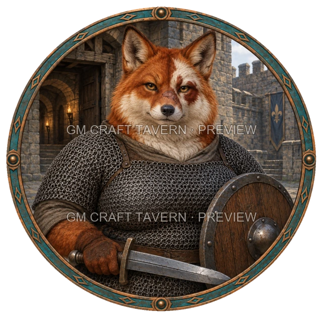 Grom Redcliff - aperçu de token de combattant vu du dessus