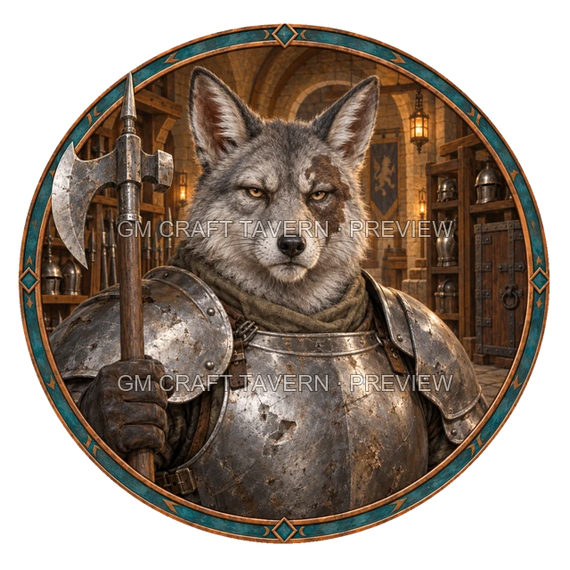 Varka Redcliff - aperçu de token de combattant vu du dessus