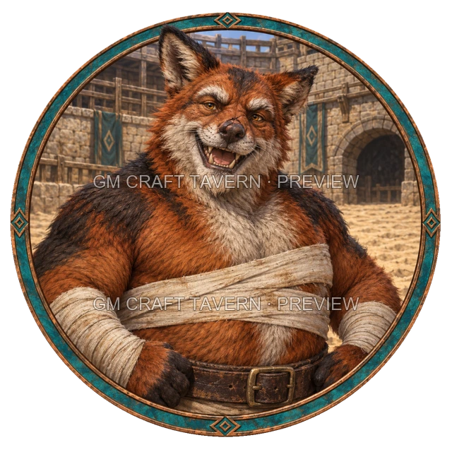 Morga Redcliff - aperçu de token de combattant vu du dessus