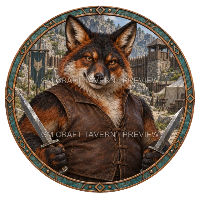Durg Clearwell - aperçu de token de combattant vu du dessus