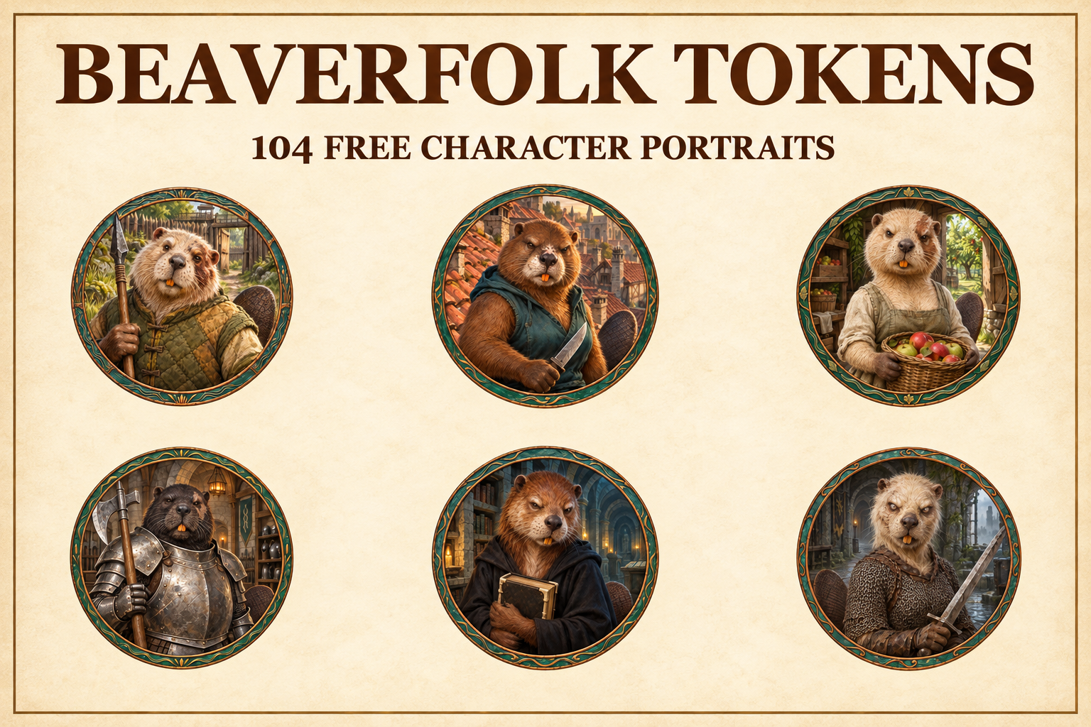 Free Beaverfolk Character Tokens product preview 1