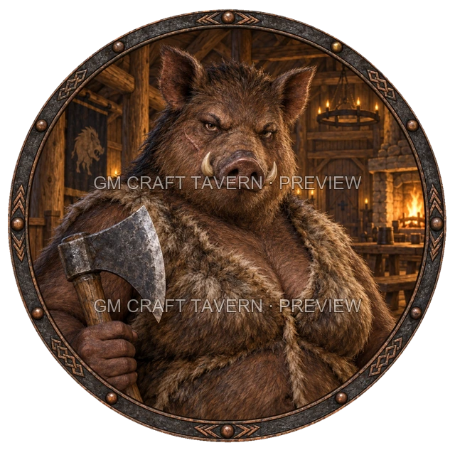 Aperçu du token vu du dessus de Grom Stonebrook - Barbare