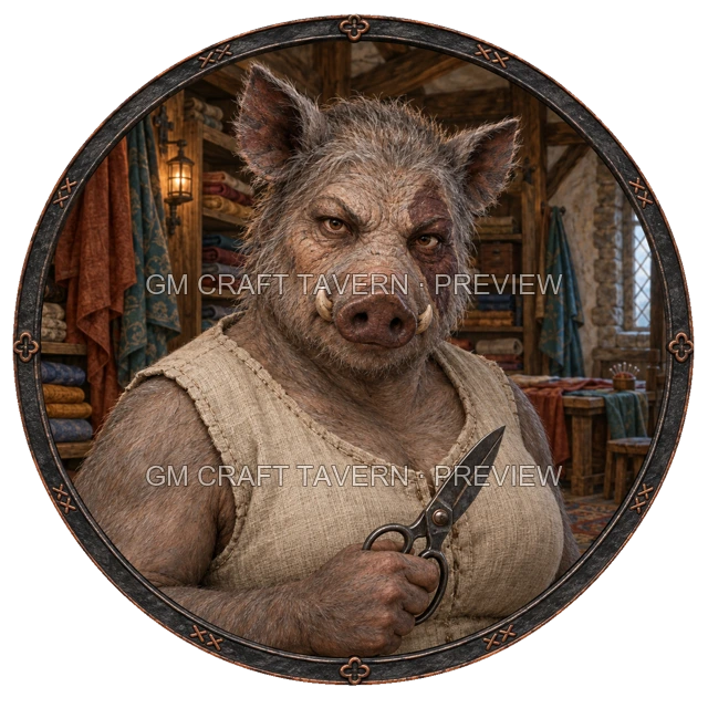 Durg Oakbend - aperçu de token d’artisan vu du dessus