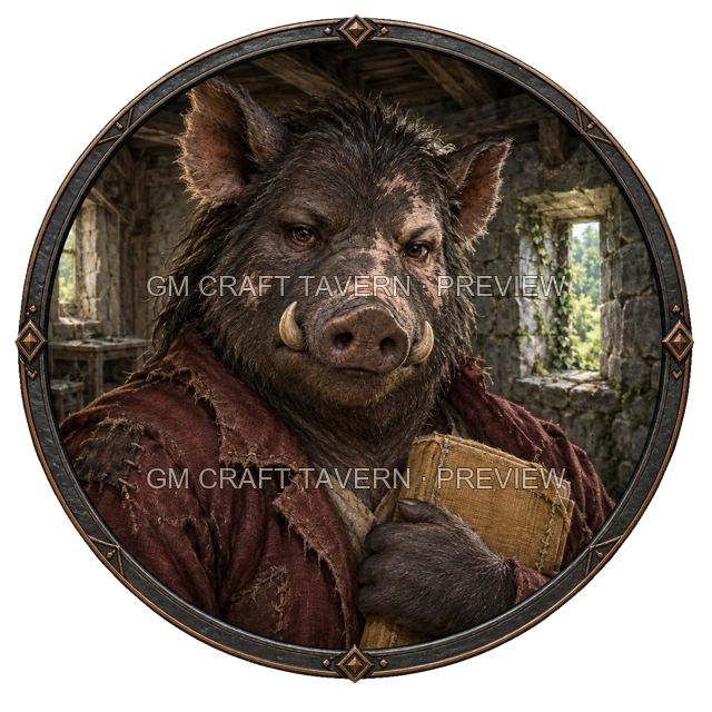 Durg Hillward - aperçu de token de paria vu du dessus