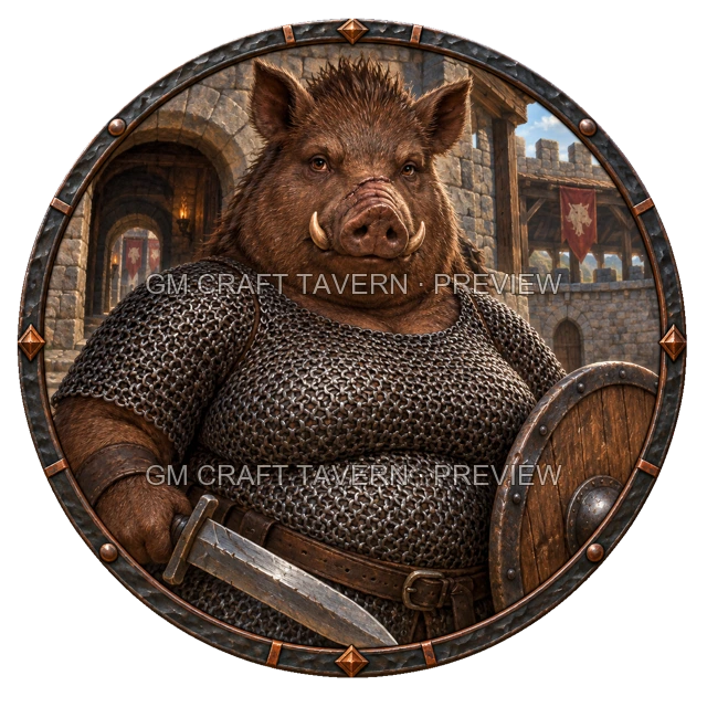 Grom Redcliff - aperçu de token de combattant vu du dessus