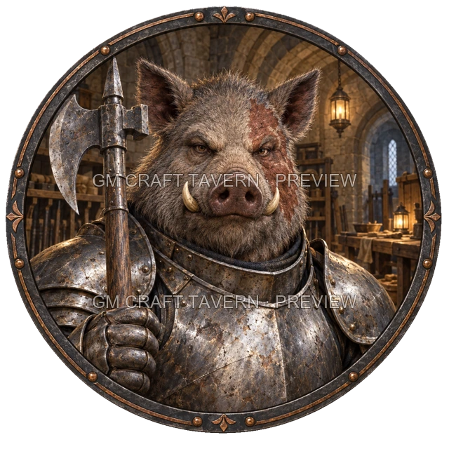 Varka Redcliff - aperçu de token de combattant vu du dessus