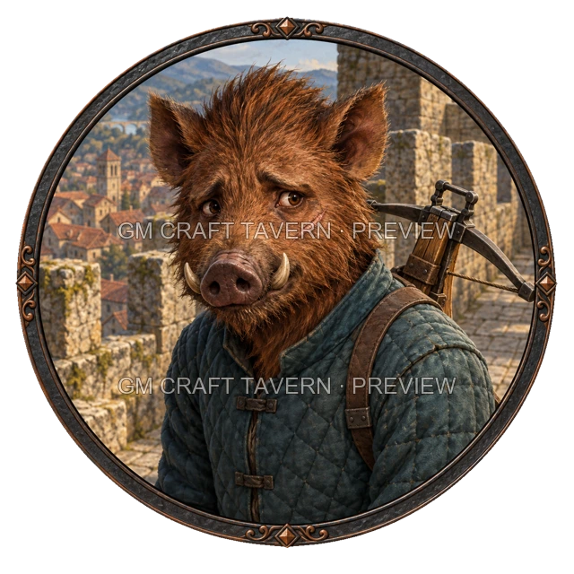 Besha Redcliff - aperçu de token de combattant vu du dessus