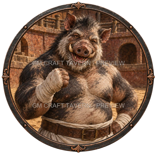 Morga Redcliff - aperçu de token de combattant vu du dessus