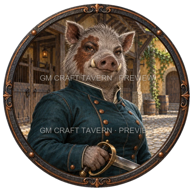 Grom Clearwell - aperçu de token de combattant vu du dessus
