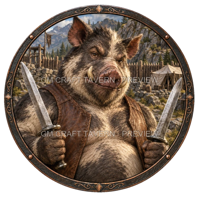 Durg Clearwell - aperçu de token de combattant vu du dessus