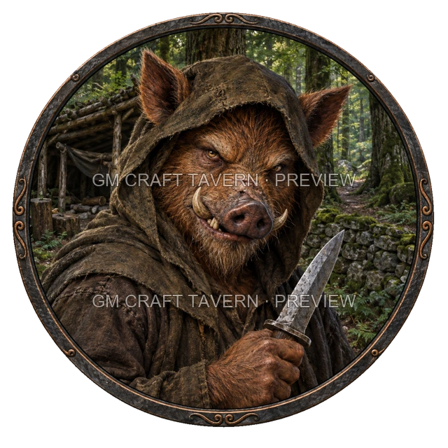 Aperçu de token de brigand de grand chemin vu du dessus