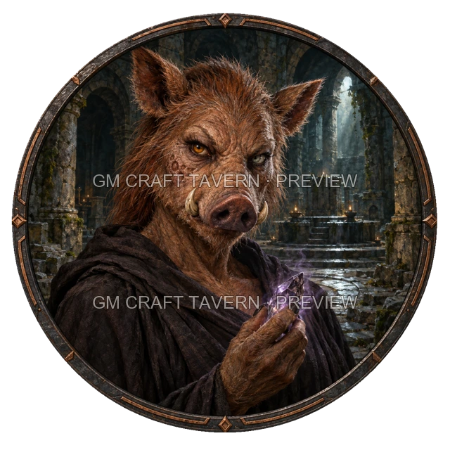 Aperçu de token de sorcier maléfique vu du dessus
