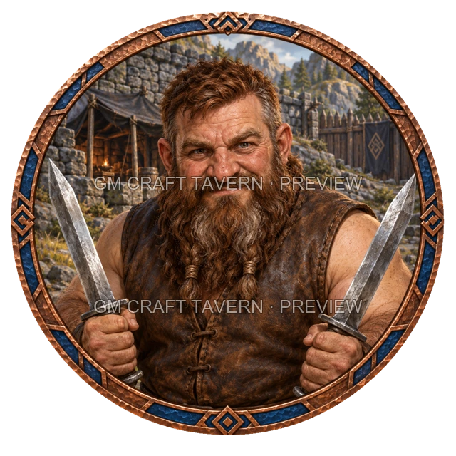 Orik Clearwell - Combattant, aperçu de token vu du dessus