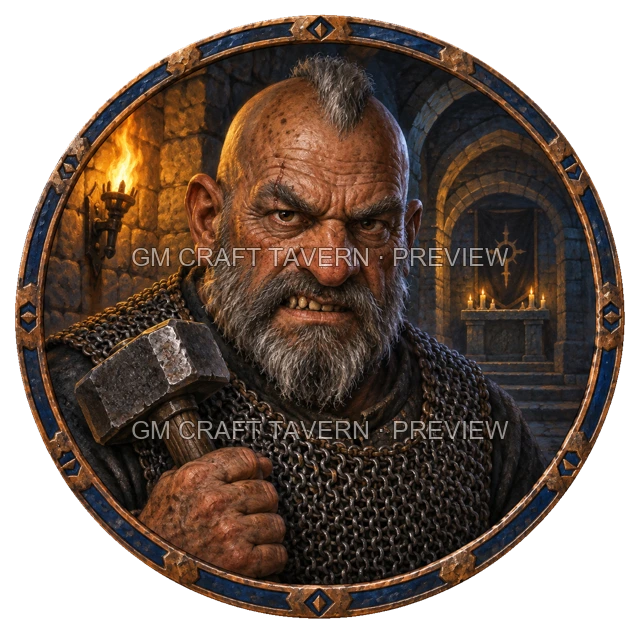 Aperçu de token d’homme de main de culte vu du dessus