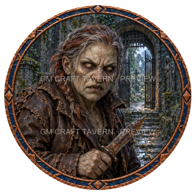 Aperçu de token de bandit mort-vivant vu du dessus