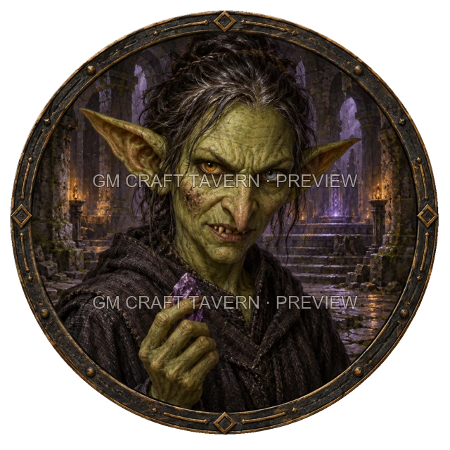 Aperçu de token de sorcier maléfique vu du dessus