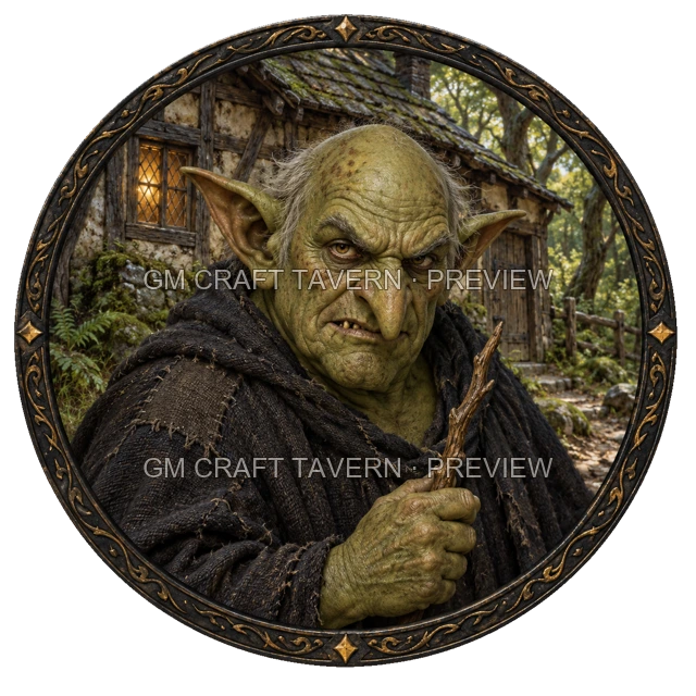 Aperçu de token de sorcière maléfique vu du dessus