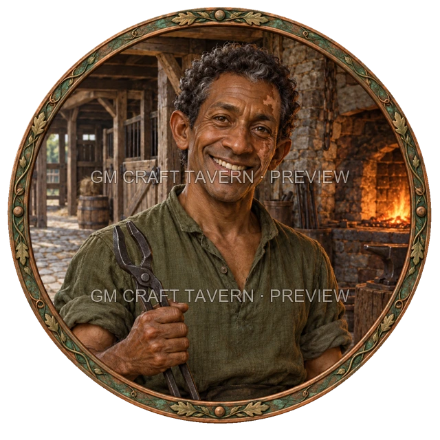 Varka Westmere - aperçu de token de forgeron vu du dessus