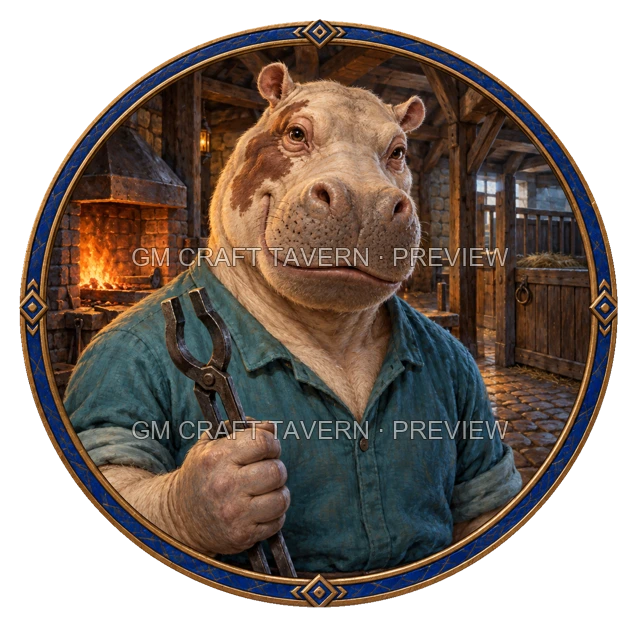Varka Westmere - aperçu de token de forgeron vu du dessus