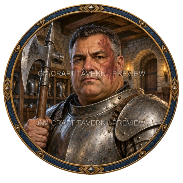 Varka Redcliff - aperçu de token de combattant vu du dessus