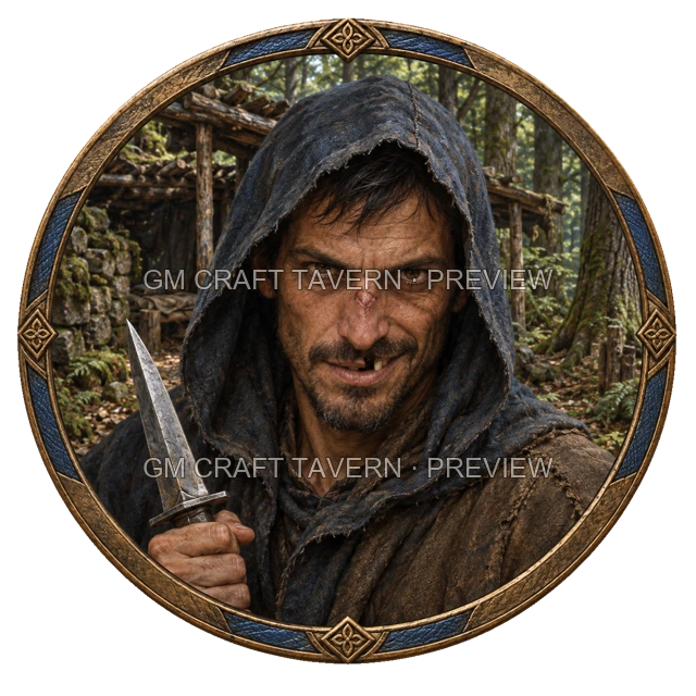 Aperçu de token de brigand de grand chemin vu du dessus